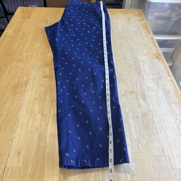 Talbot's Relaxed Chino Pant Size 12 Navy White Anchors Nautical Coastal PRISTINE - Picture 12 of 12